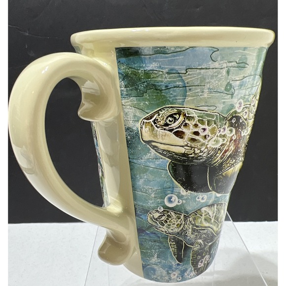 SeaWorld Sea Turtles Mug Raised Textured 3D Coffee Cup Ceramic 5" Loggerhead - Picture 4 of 9